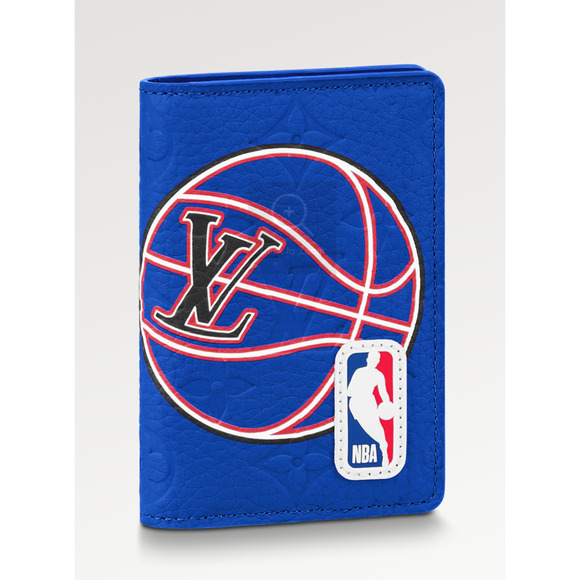 Louis Vuitton NBA Blue Taurillon Leather Monogram Logo Pocket Organizer Wallet - Picture 1 of 9